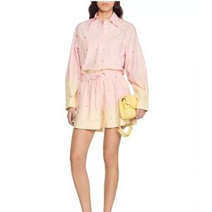 Pink and Yellow Sandro Aricie Gradient Shirt and Short set